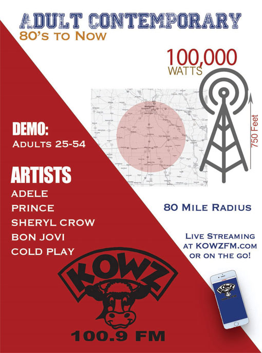 KOWZ 100.9 FM Station Profile